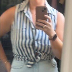 ABE for Honest Jeanswear Vintage Striped Vest Button Down Top